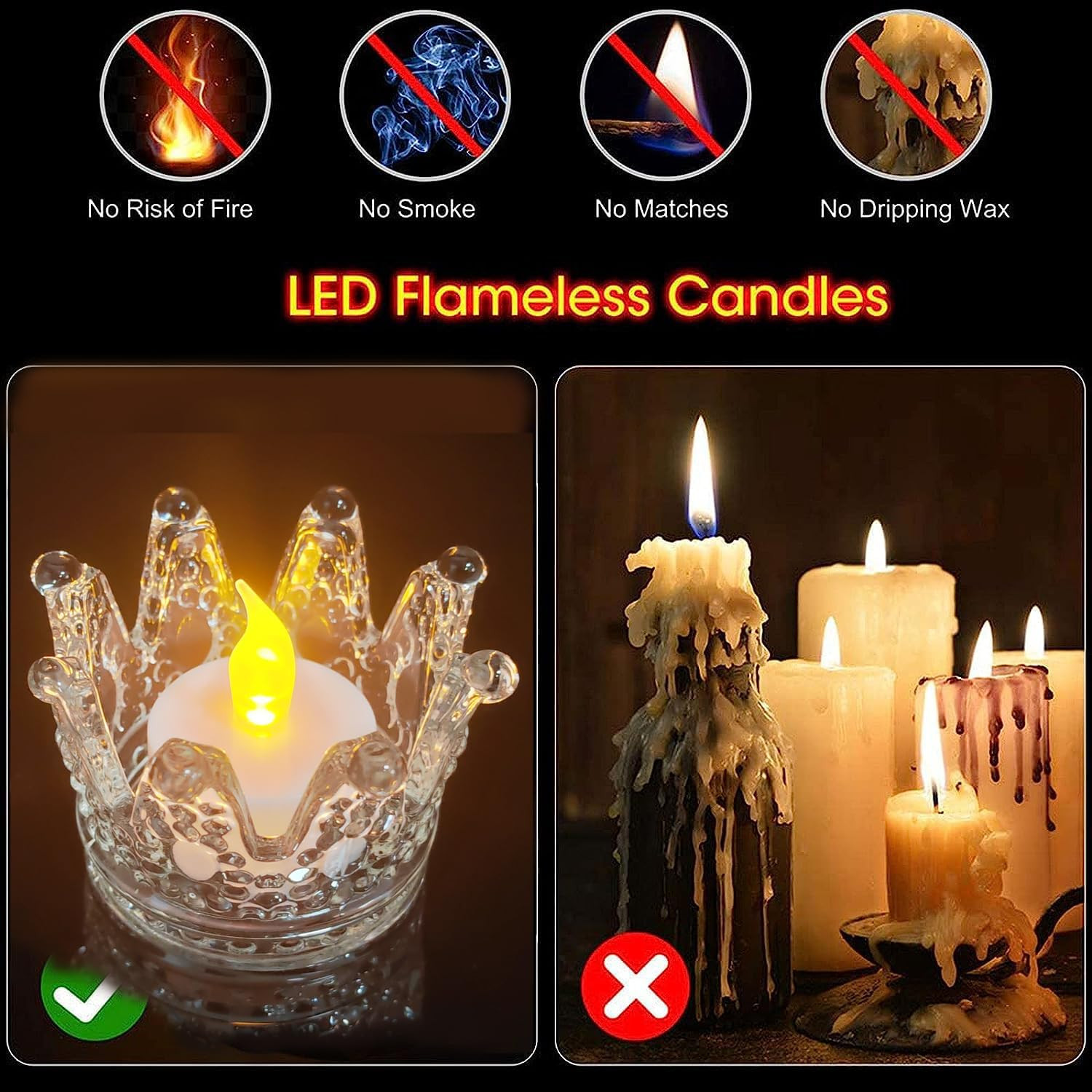 Tea Lights with Timer, 6 Hours on and 18 Hours Off in 24 Hours Cycle Automatical