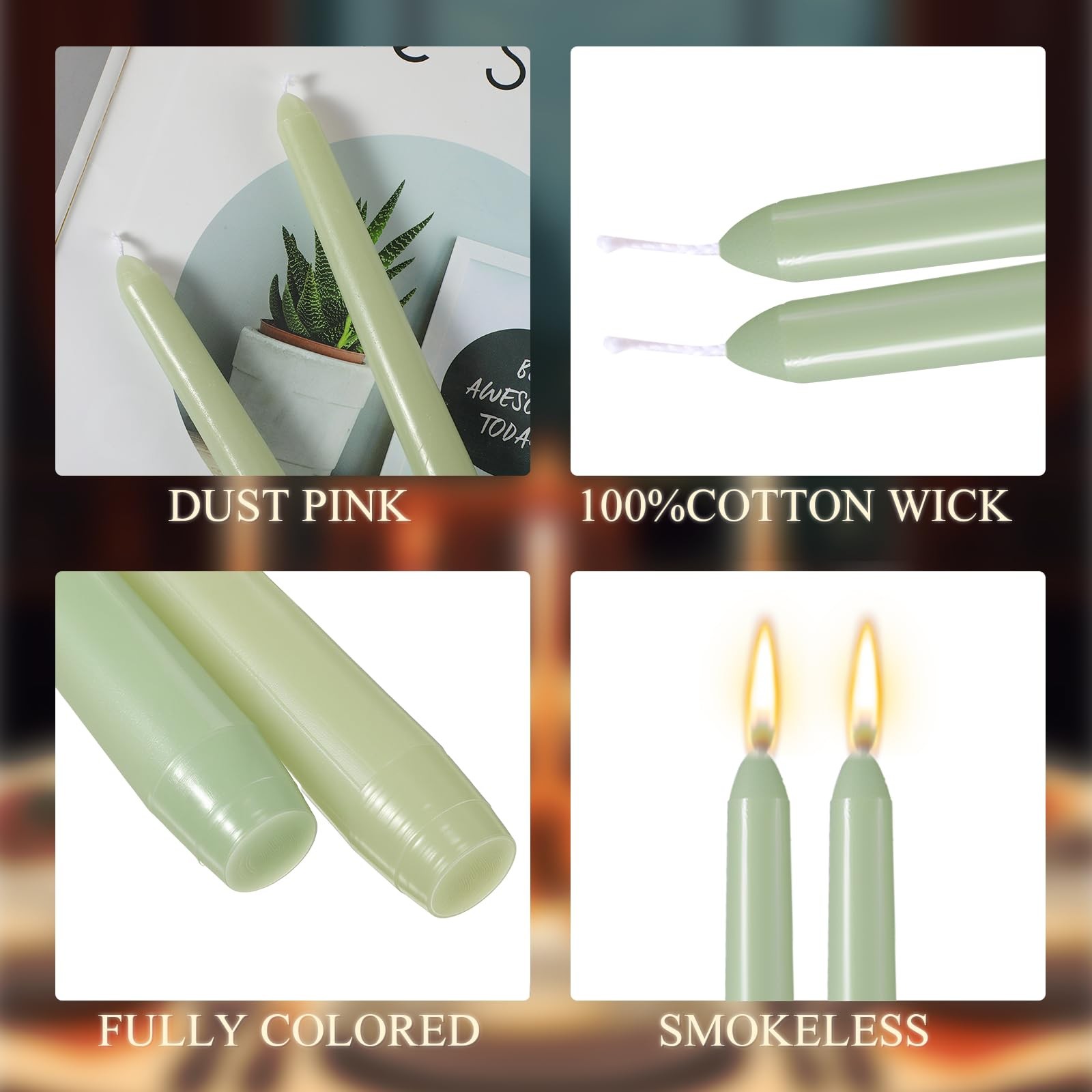16 Pcs 10 Inch Long Tapered Candle Stick Bulk Smokeless Unscented Burning Can…