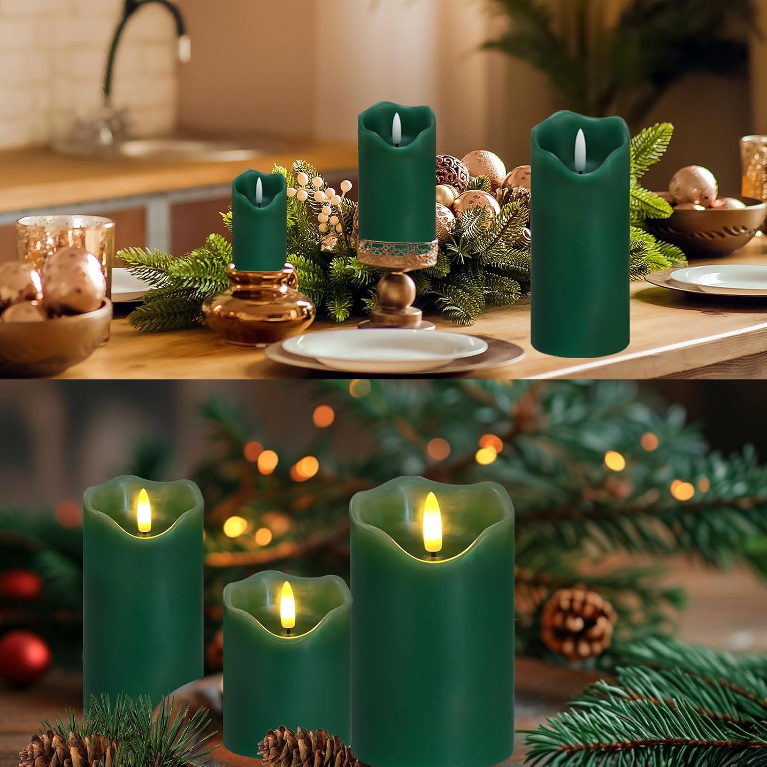 Set of 3 Flameless LED Candles Remote Timer Flickering Fall Halloween Decor