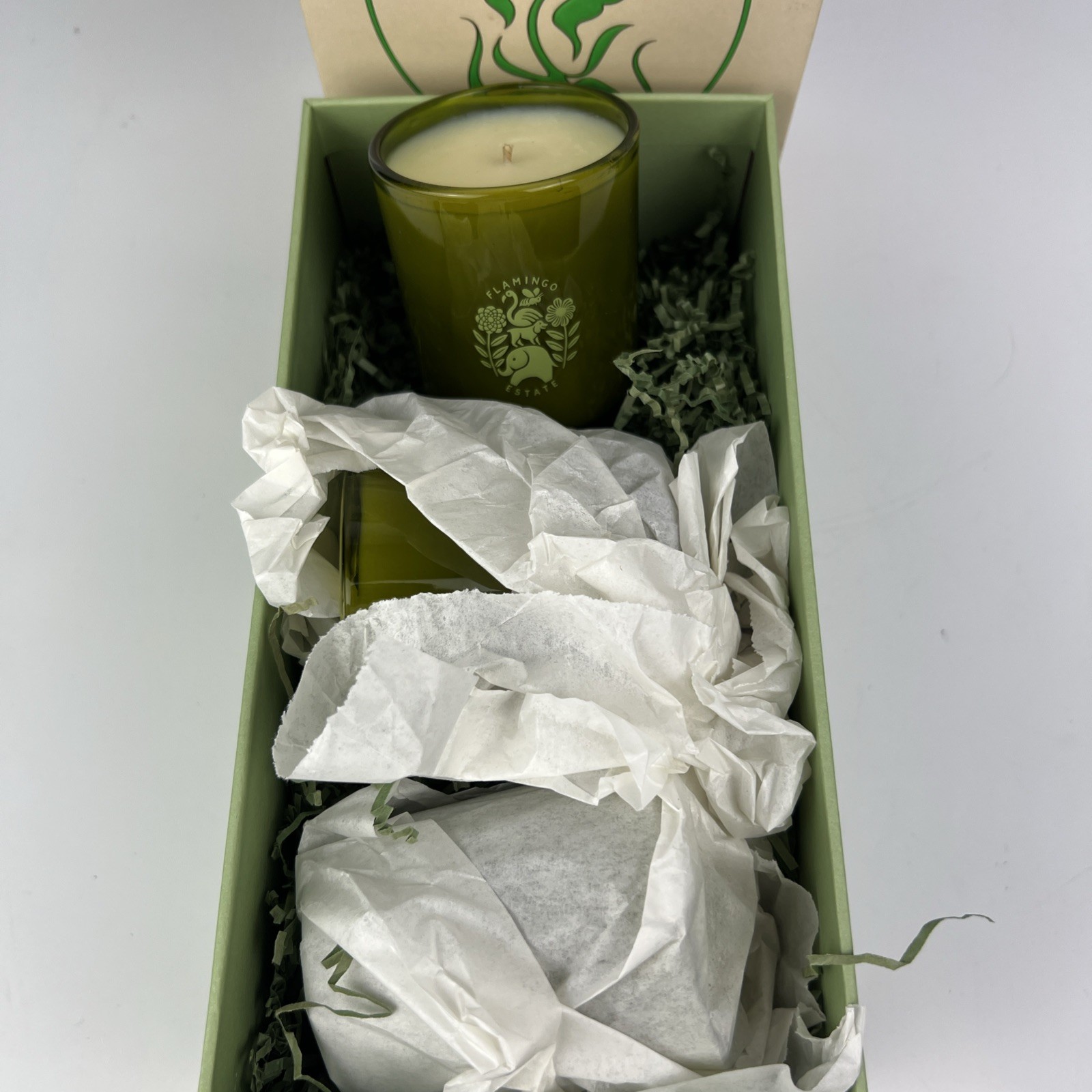 Flamingo Estate Candle Set Rosemary Sage Tomato Gift Set of 3 Open Box