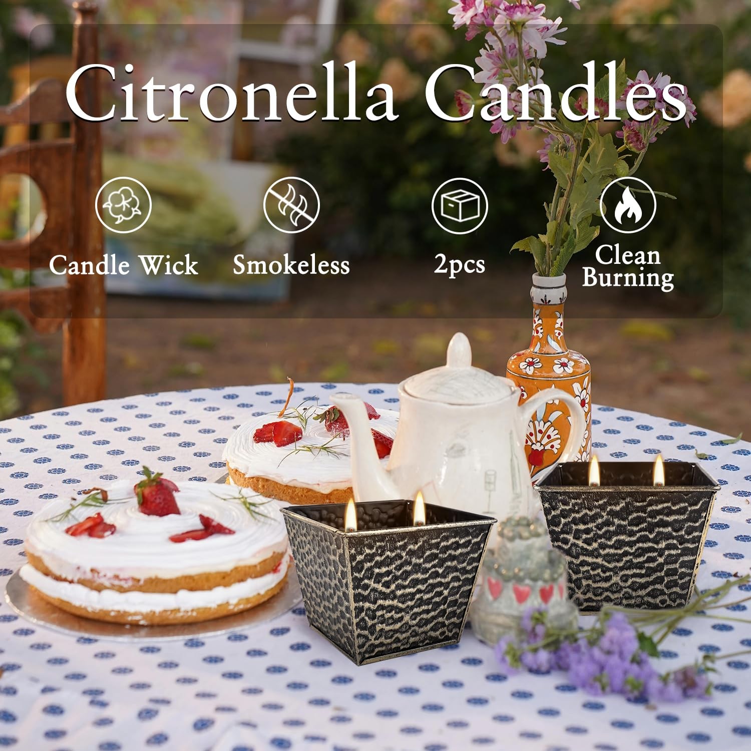 2Pcs Citronella Candles Outdoor Indoor-Large 12oz Scented 50H Long Lasting Su…