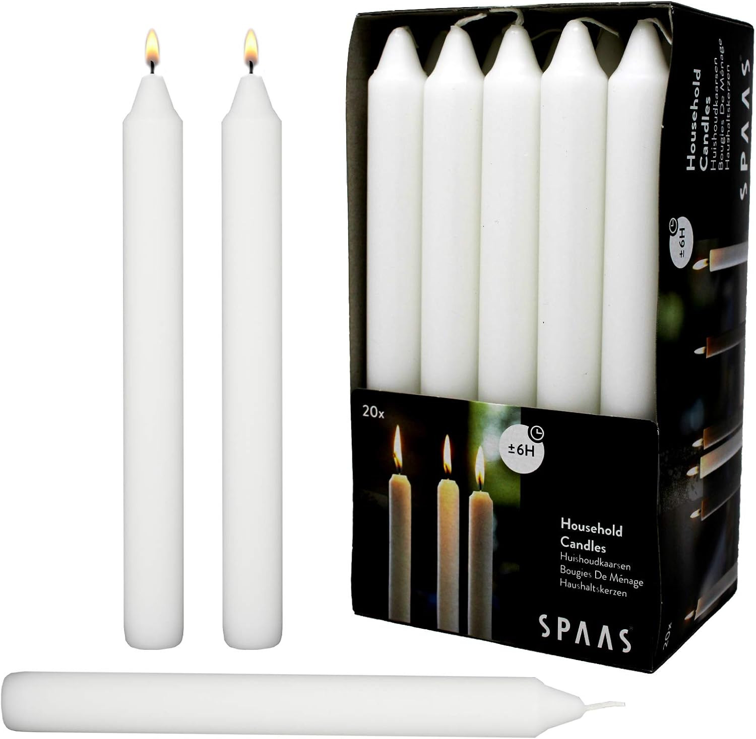 White 7 In Dripless Smokeless Unscented Dinner Candles (20 Pack)