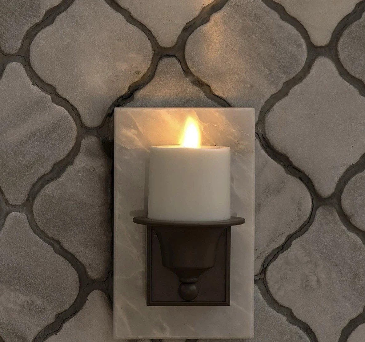 LUMINARA Night Light Bronze Real Flame Effect Electric Plug In NEW