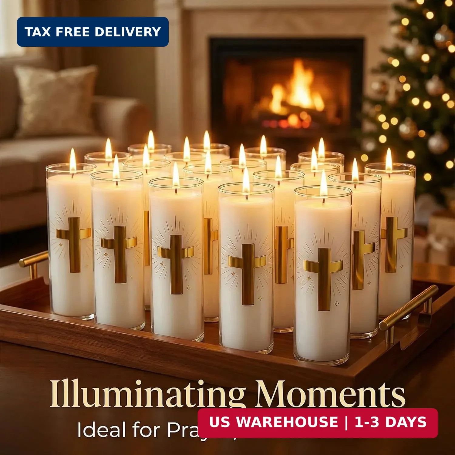 White Beeswax Candle – 2 Pack, 160-Hour, Blessed for Church, Wedding, Prayer & H