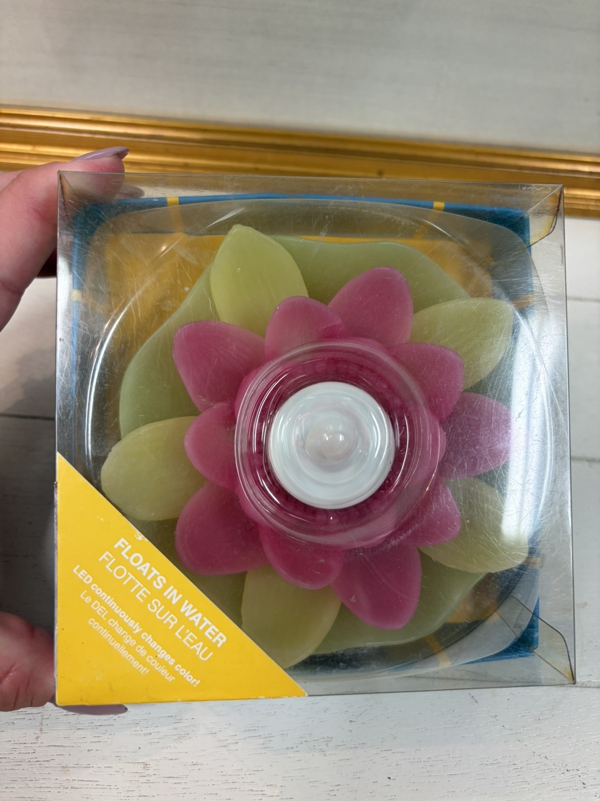 Pier 1 Flameless Floating Candle Flower Color Changing NEW Pink & Yellow