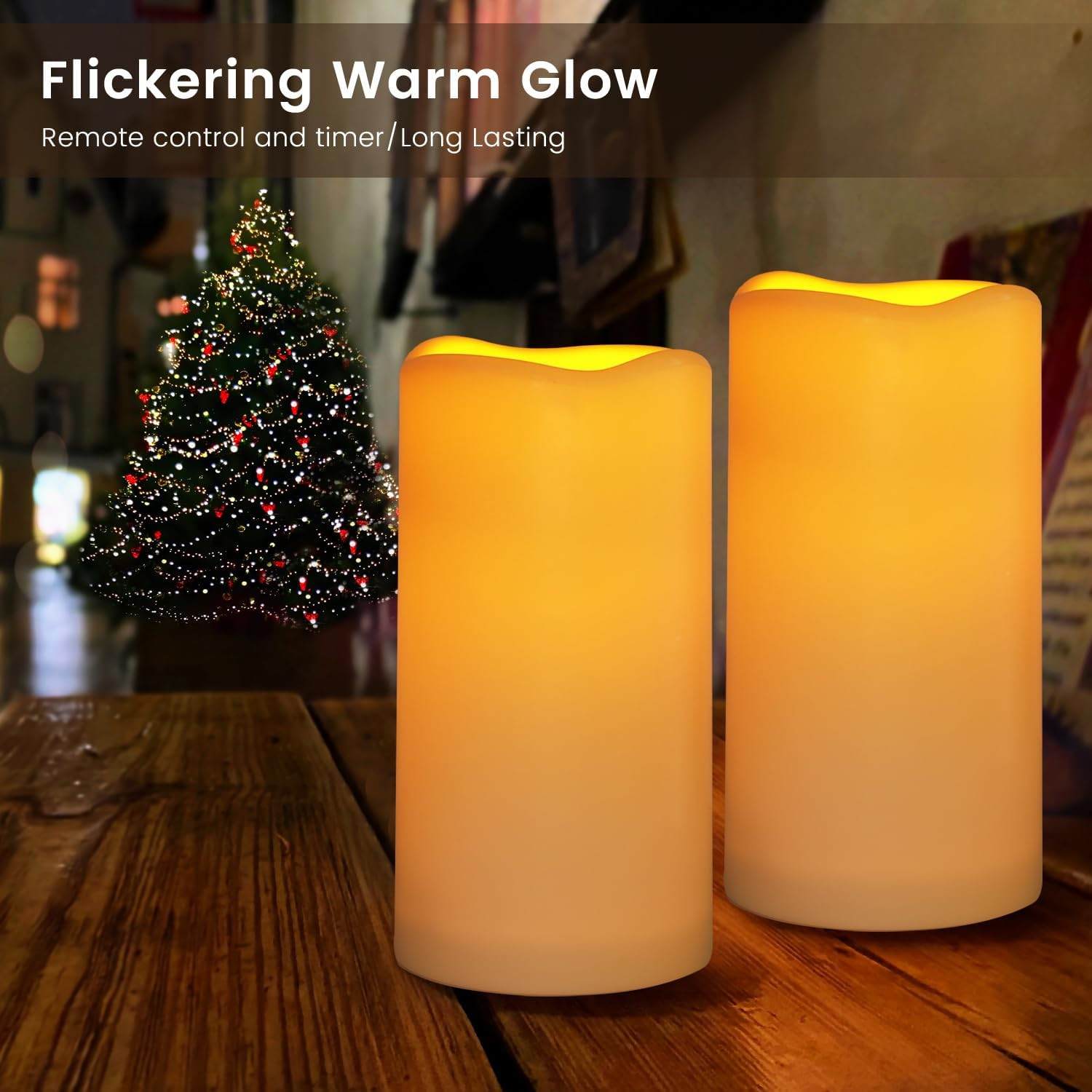 Large Outdoor Waterproof Flameless Candles with Remote ControlD3 X H5.5 Bat