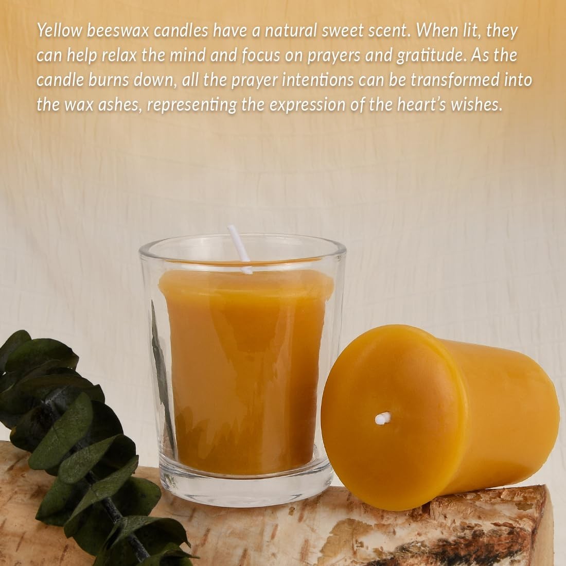 AGLARY 6PCS Pure Beeswax Votive Candles in Glass Cup, Raw with