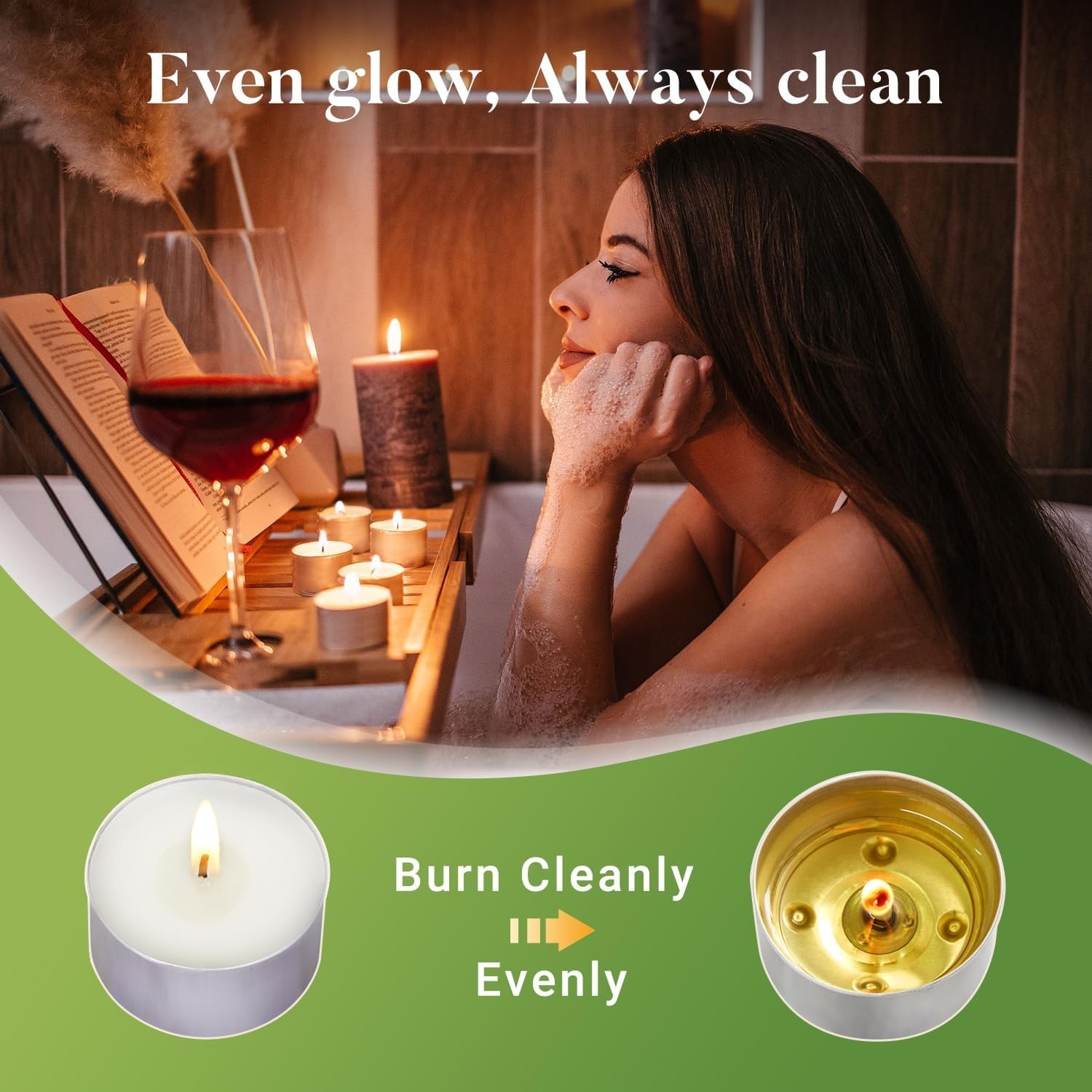 Tea Candles 100 Pack – 8 Hour Burn Time,Unscented Tea Lights Candles for Shab…