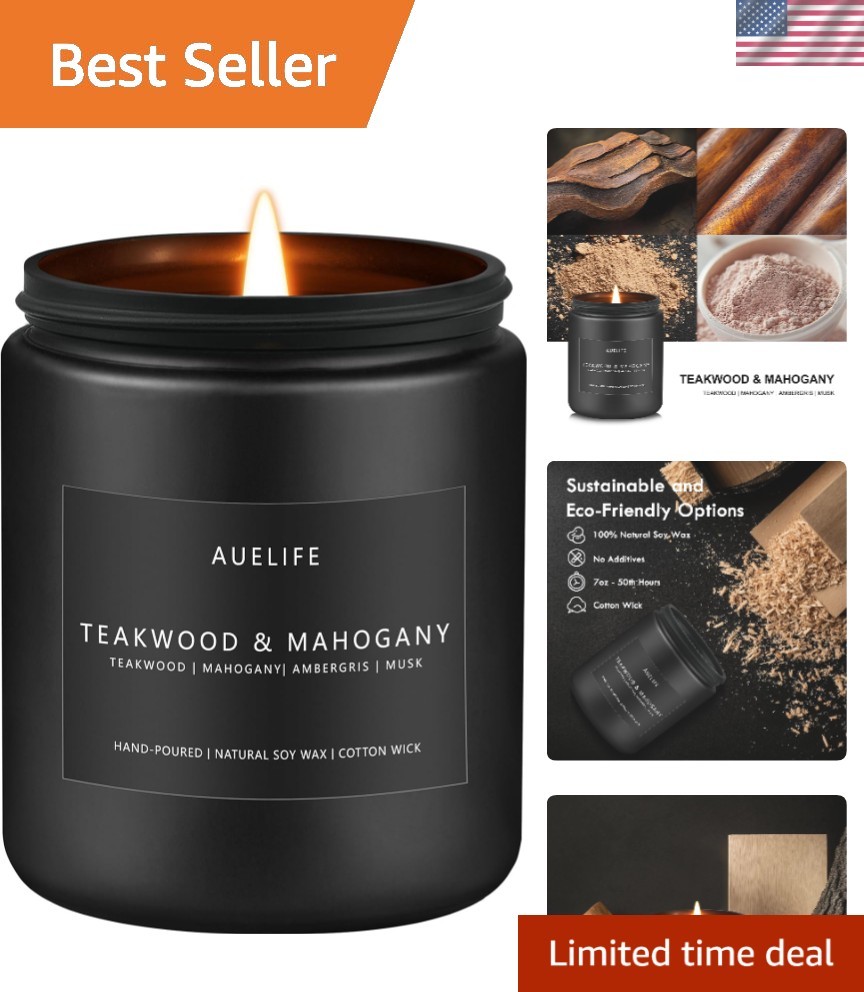 Sophisticated Teakwood & Mahogany Candle – Indoor Aromatherapy – 7oz Design