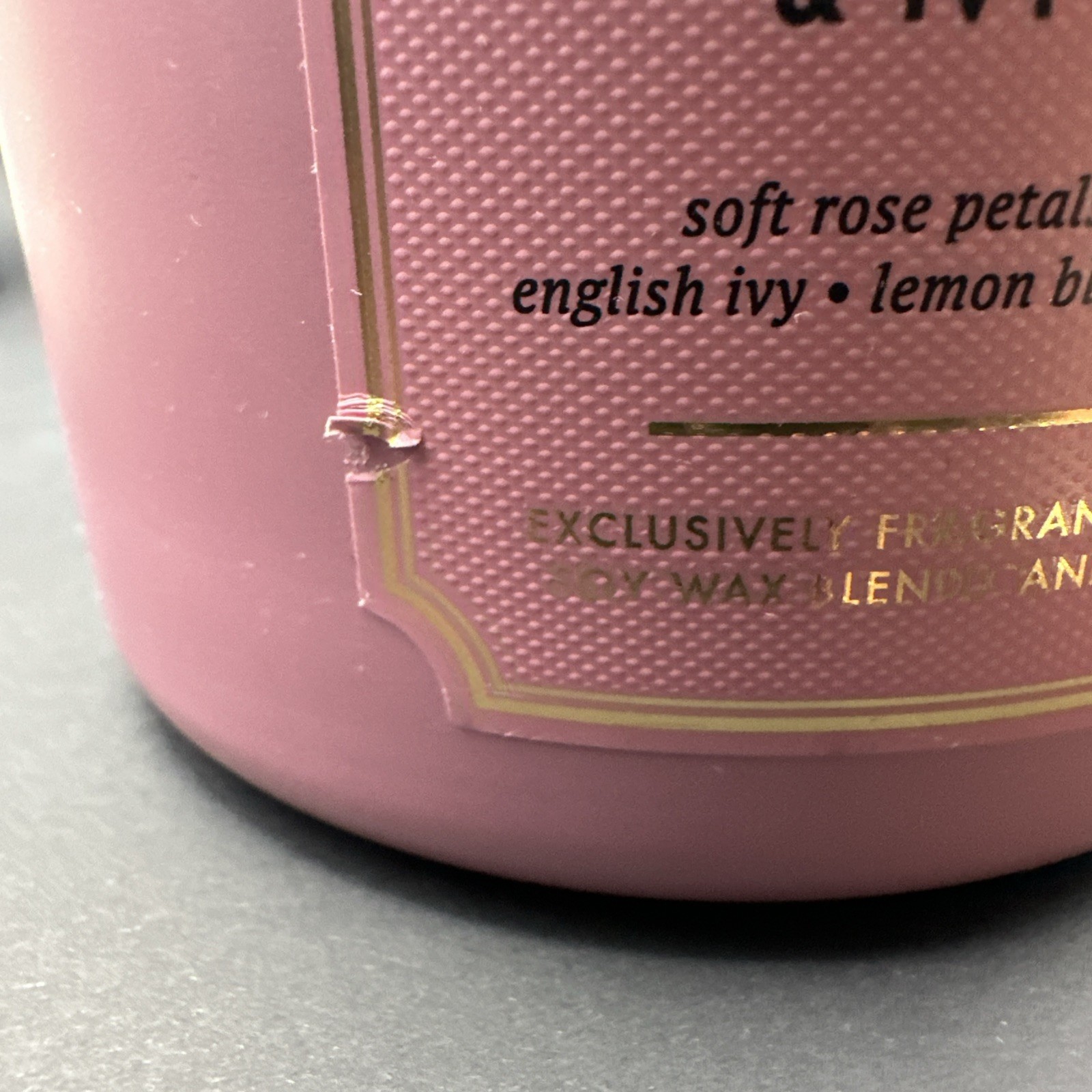 White Barn Rose Water & Ivy Scented Candle Pink Jar 3-Wick Round 14.5oz 1416