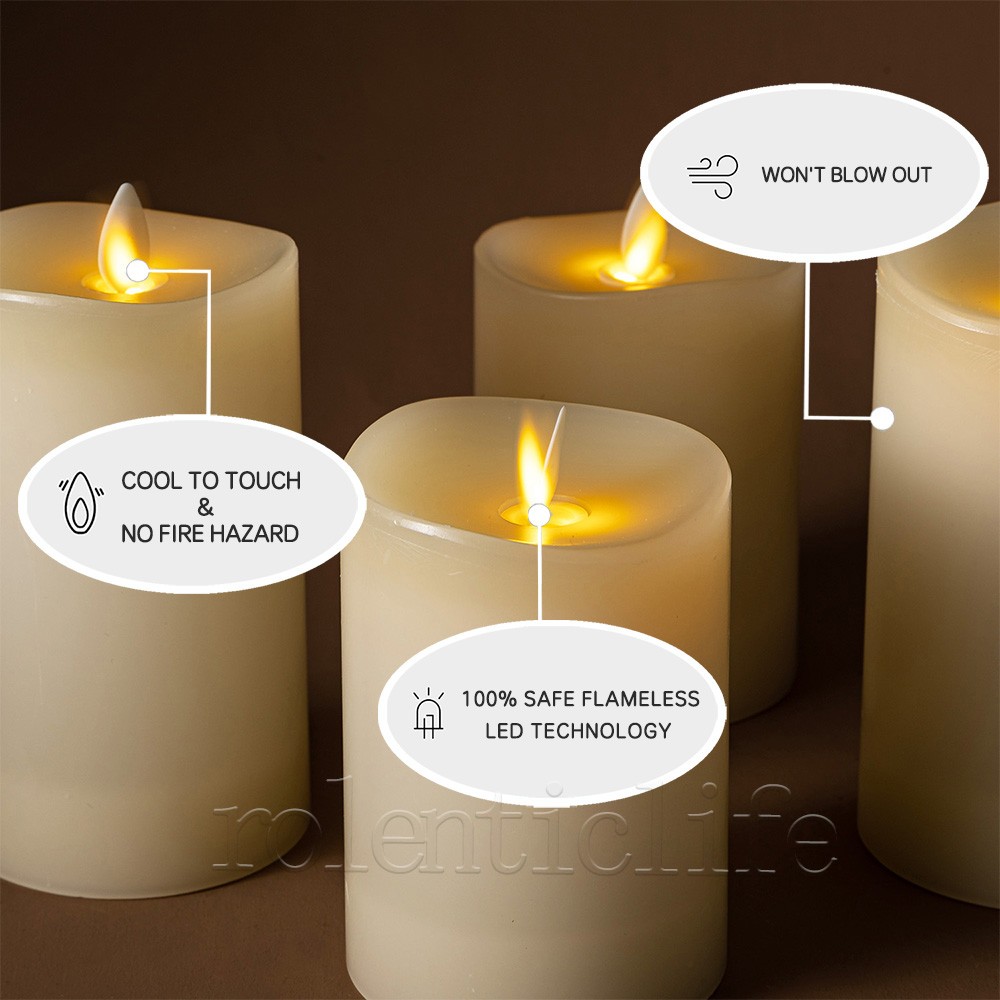 Luminara Flameless Unscented Real Wax LED Candle-with Remote Mobile Wick-3pcs