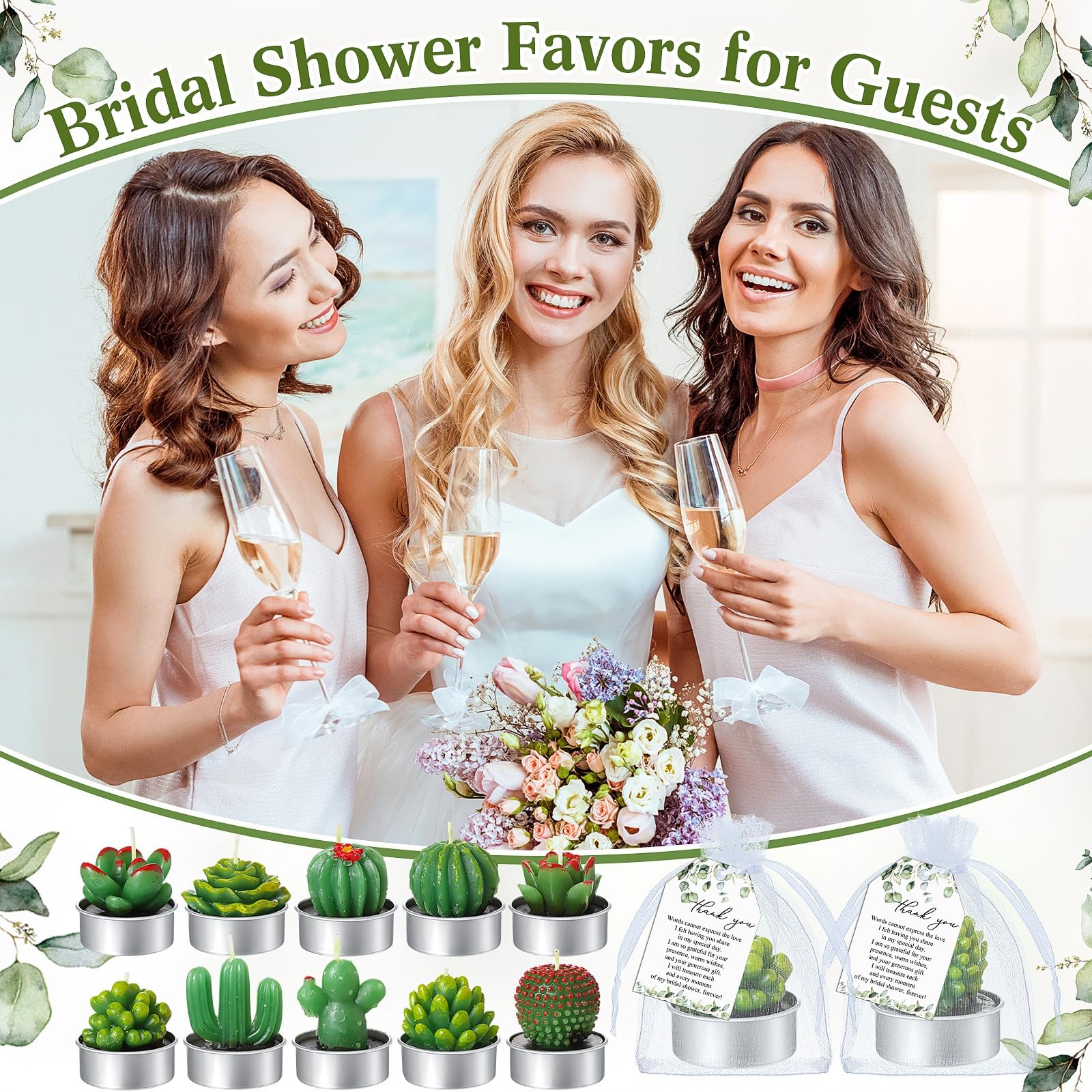 30 Sets Bridal Shower Favors for Guests Bulk Mini Succulents Tealight Candles…