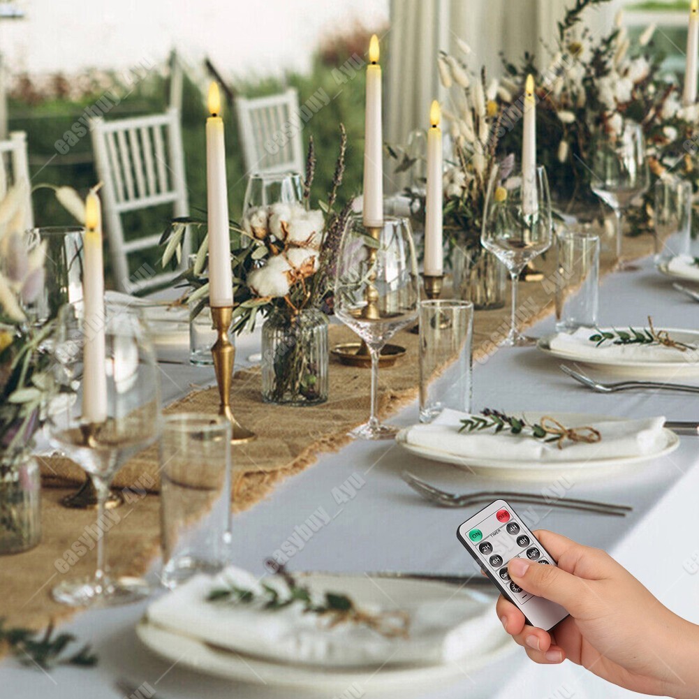 12 Pcs Flickering Flameless Taper Candles Light with Remote Control Timer Dimmer
