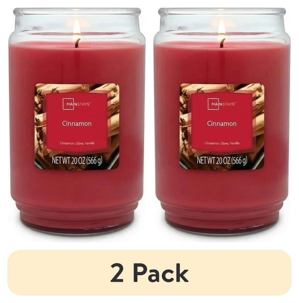 (2 pack) Single-Wick Scented Glass Jar Candle, Cinnamon, 20oz.