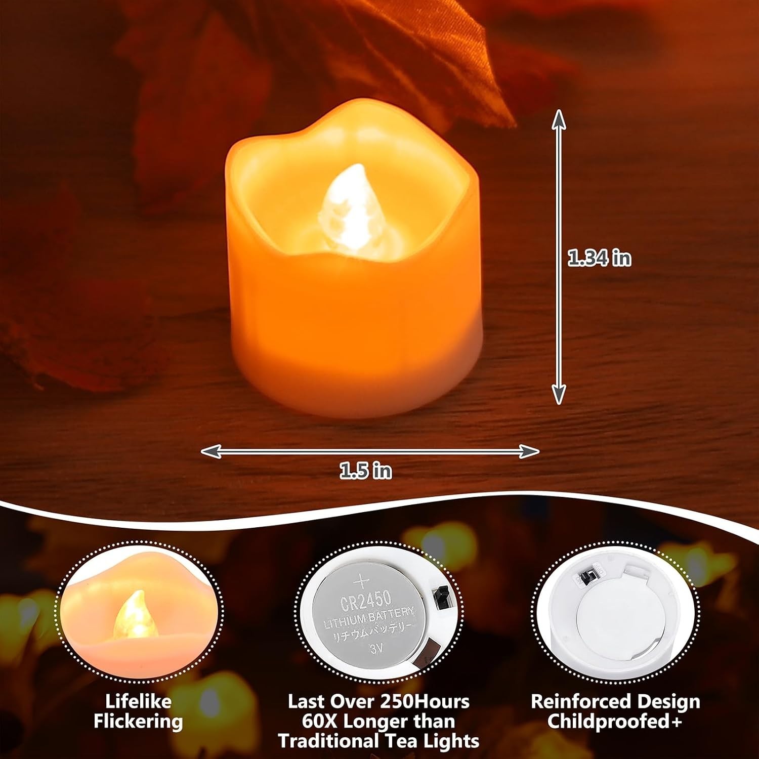 Flickering Flameless Fake LED Tea Lights with Dual Remotes, Dimmable Steady &…
