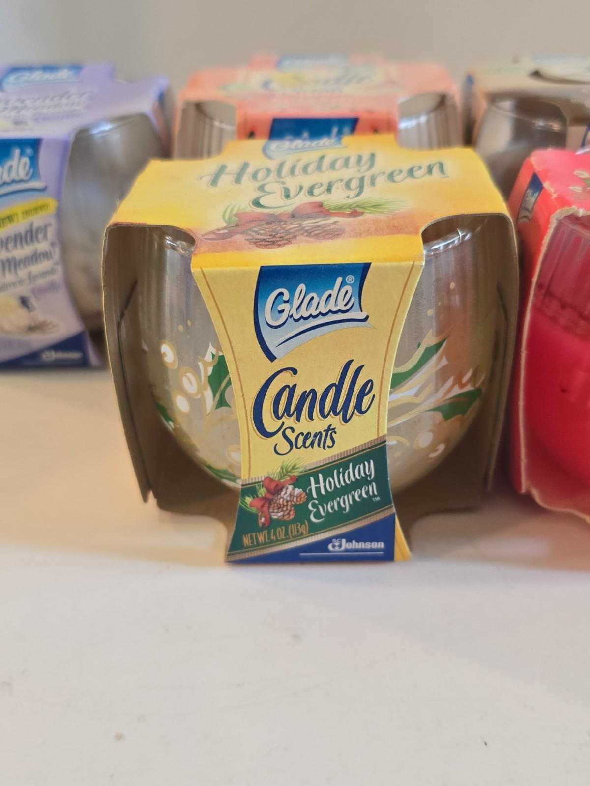 Glade Lot Of 7 Vintage Scented 4oz Candles NOS Scents Holiday New 2 In 1