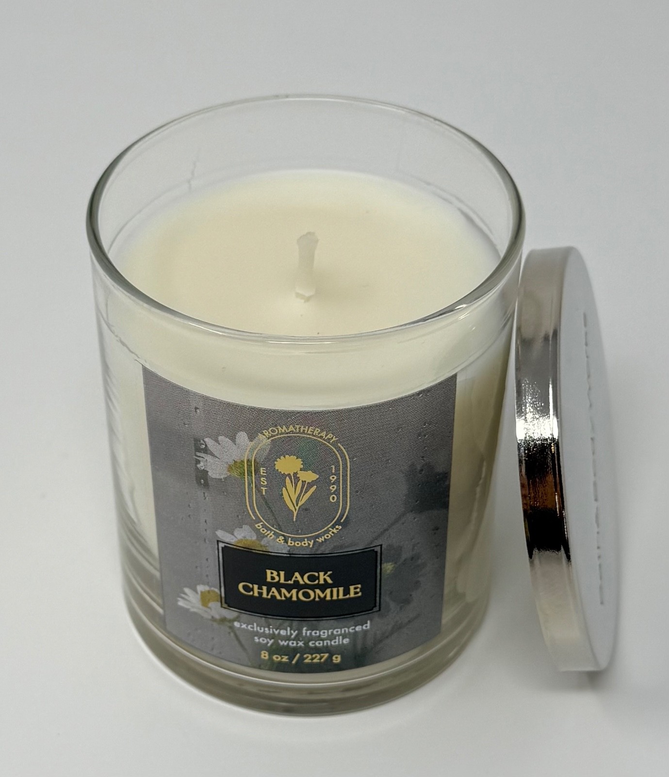 2 BATH & BODY WORKS BLACK CHAMOMILE SCENTED CANDLE SINGLE WICK 8OZ SOY WAX BLEND