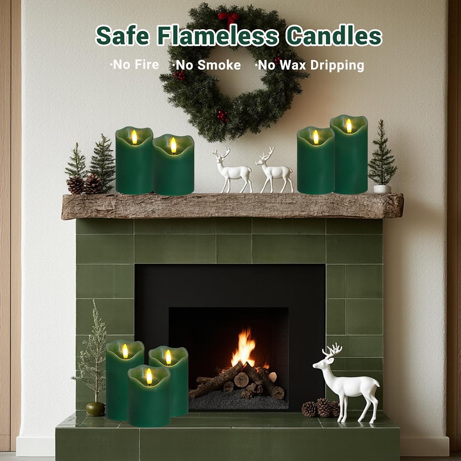 Set of 3 Flameless LED Candles Remote Timer Flickering Fall Halloween Decor