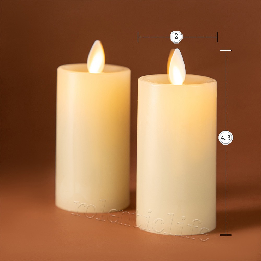 Set of 6 Luminara Flameless Pillar Wax Votive Candles w/Remote Moving Wick