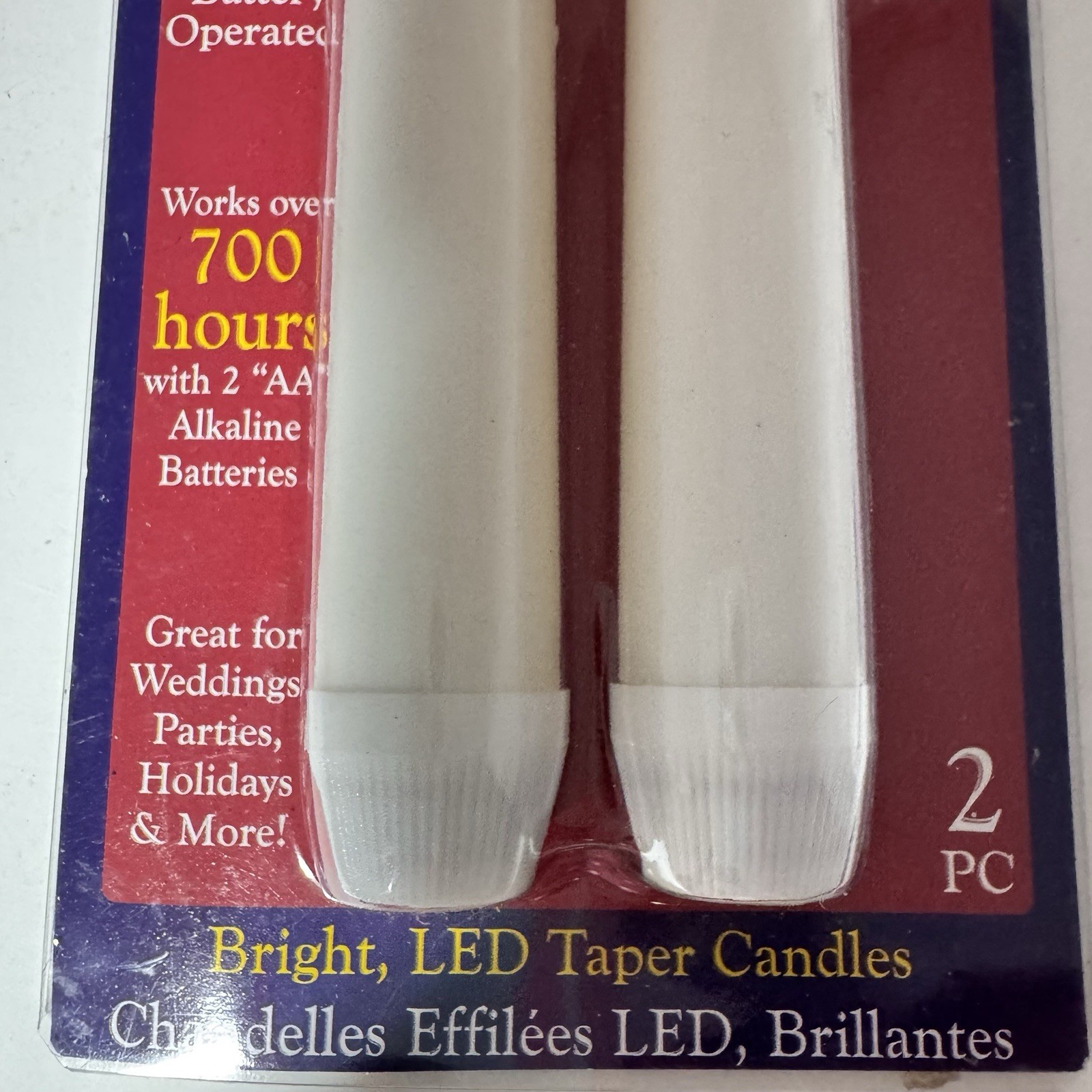 Darice LED Candles 2 Flicker Bulb Drip White 700 Hours W/2AA Batteries Sealed