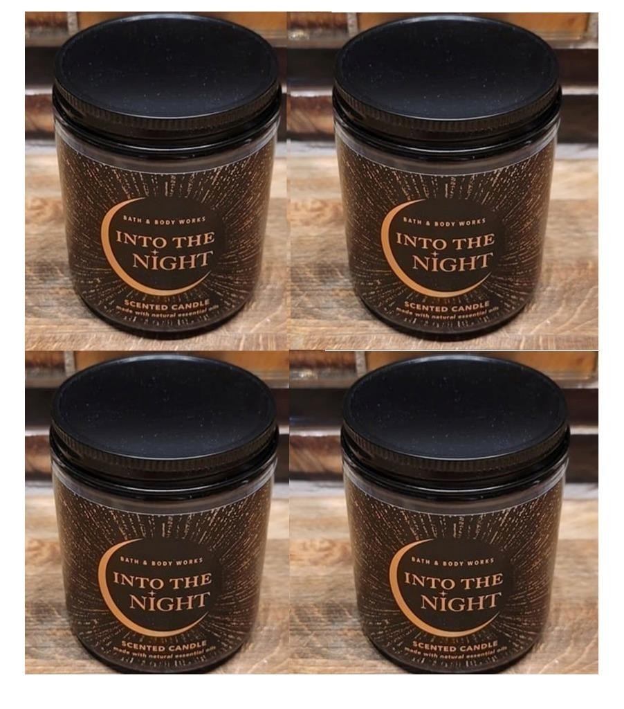 Pack of 4 Bath & Body Works Into the Night single wick scented candles 7 Oz. ea.