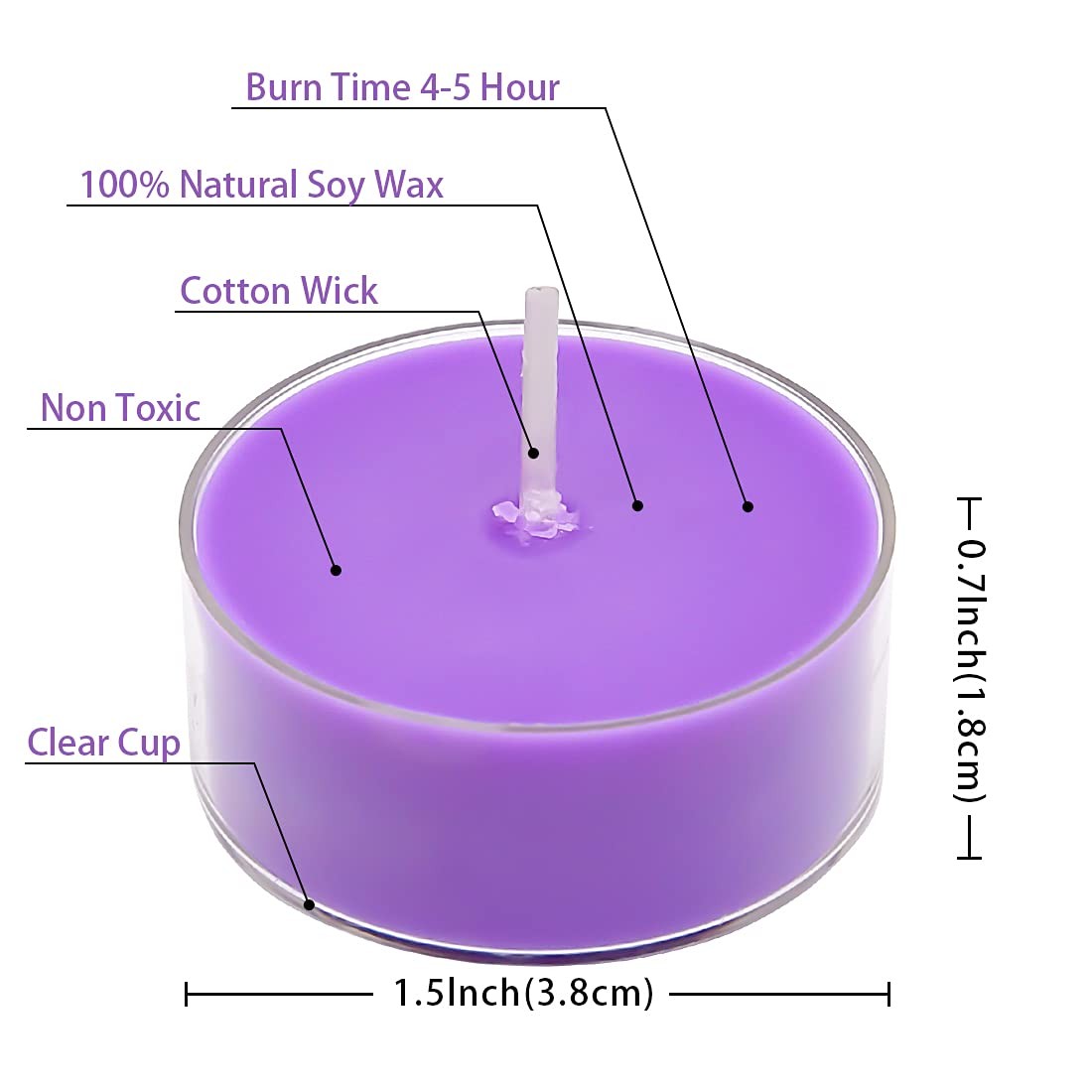 Scented Soy Wax Tealight Candles Bulk, Lavender Aromatherapy Candle for Stress R