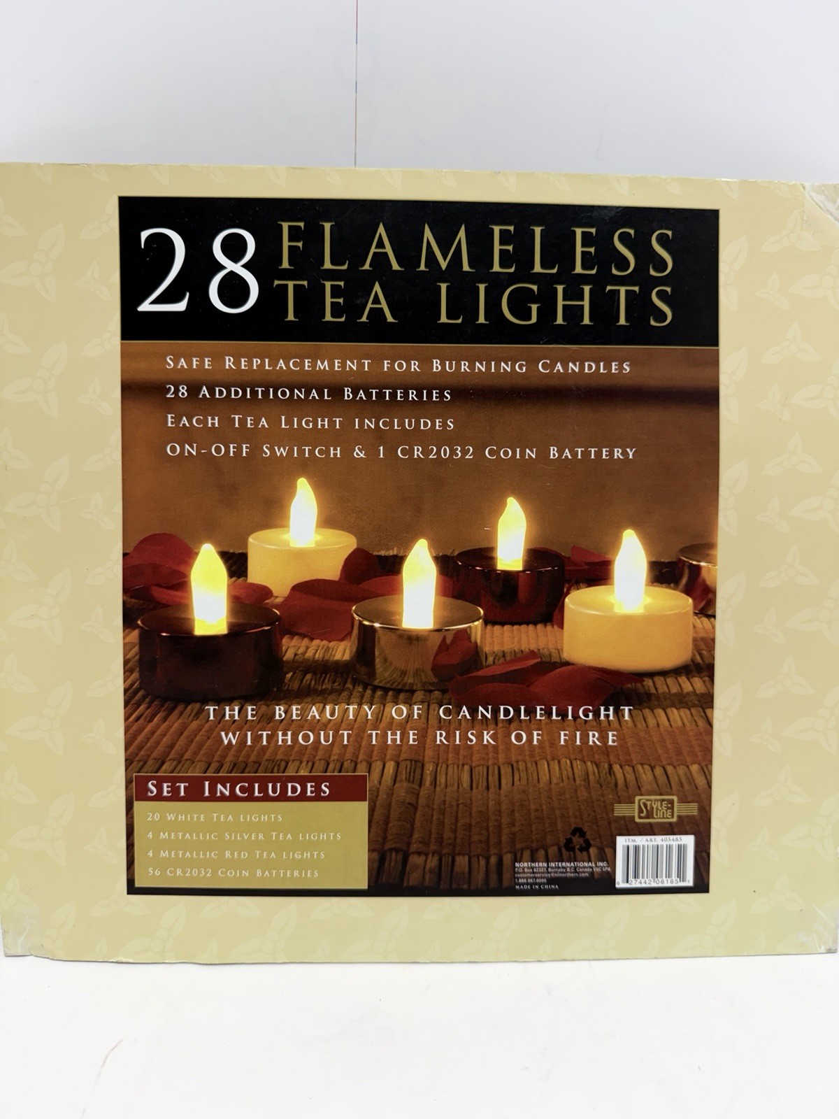 28 Flameless LED Tea Light Candles 56 CR2032 Batteries White Red Silver NEW