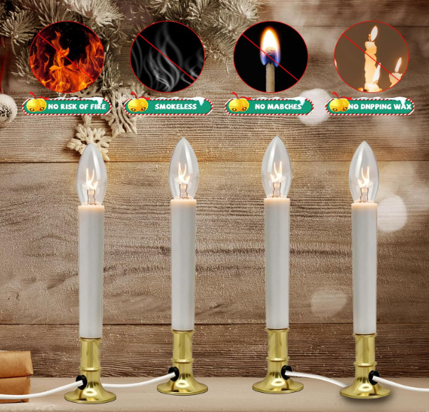 Electric Window Candle Lamp 7W Edison Bulb Dusk to Dawn Sensor Holiday Decor
