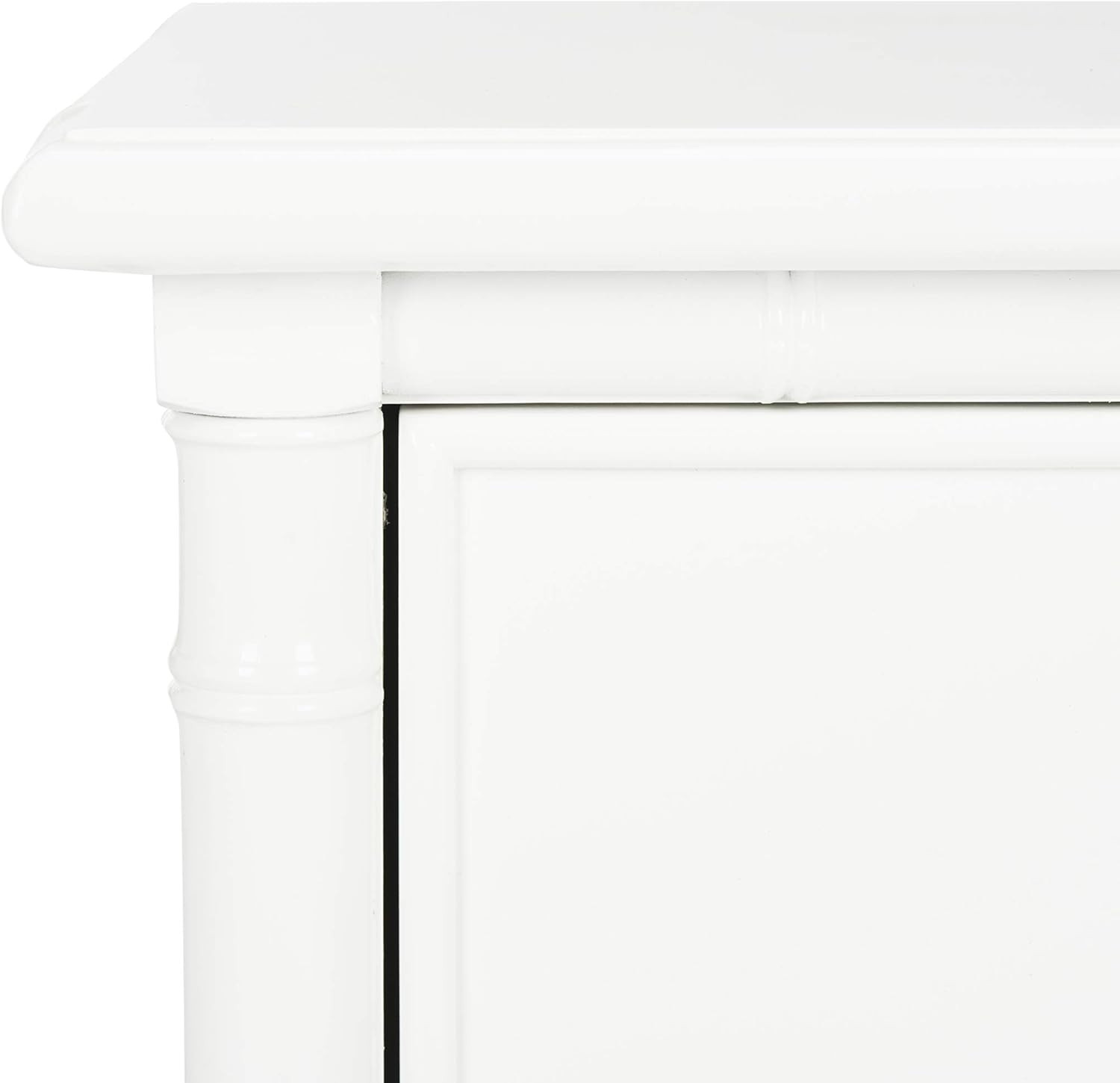 Mina Modern Coastal Bamboo Nightstand with 3 Drawers – 25″ White Finish