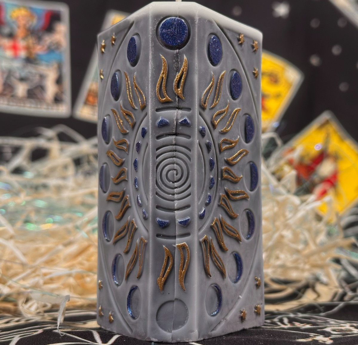 Sun & Moon Tarot Candle Set 2pc Hand Painted Arcanum XVIII XIX Witchy Decor Gift