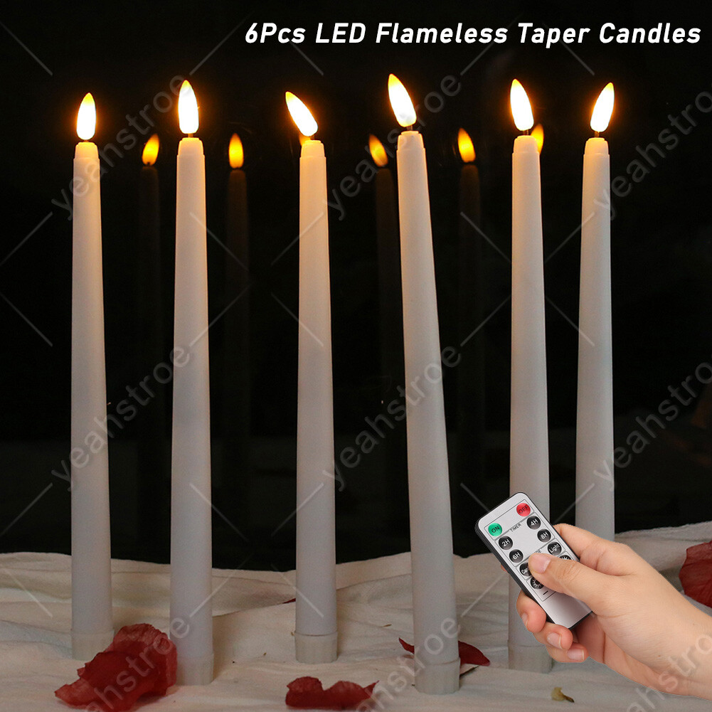 12 Pcs Flickering Flameless Taper Candles Light with Remote Control Timer Dimmer