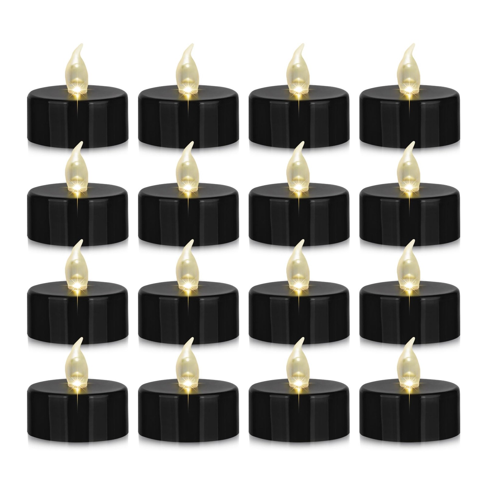 24 Pack LED Tea Lights Candles Flickering Battery Operated with On Off – Black