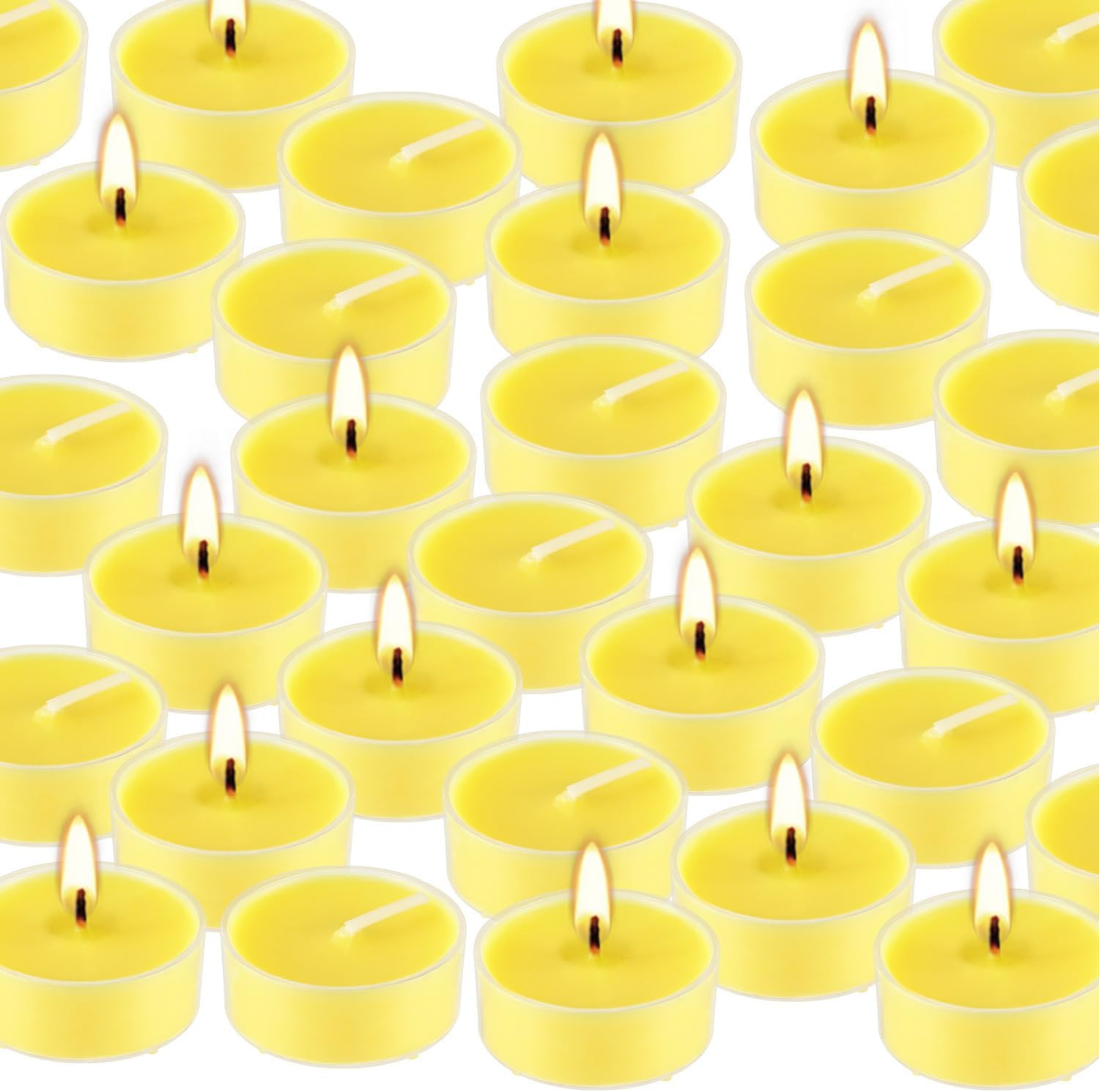 4-Hour 50Pack Citronella Tealight Candles, Outdoor and Indoor Summer Scented Can