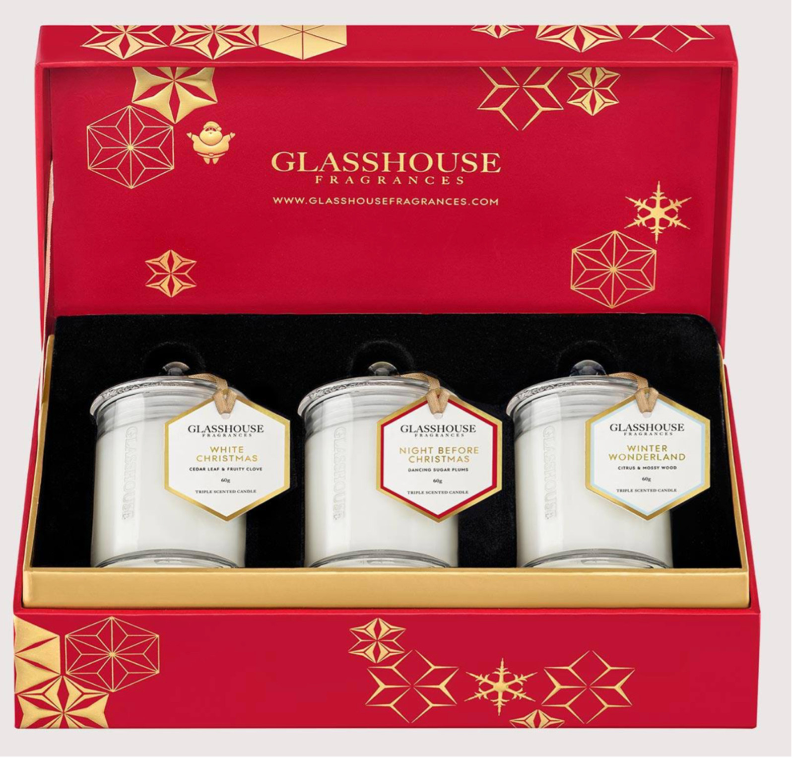 100% Authentic… Glasshouse 2015 “Christmas Trio” 60g Candle. BNIB! OLD FORMULA