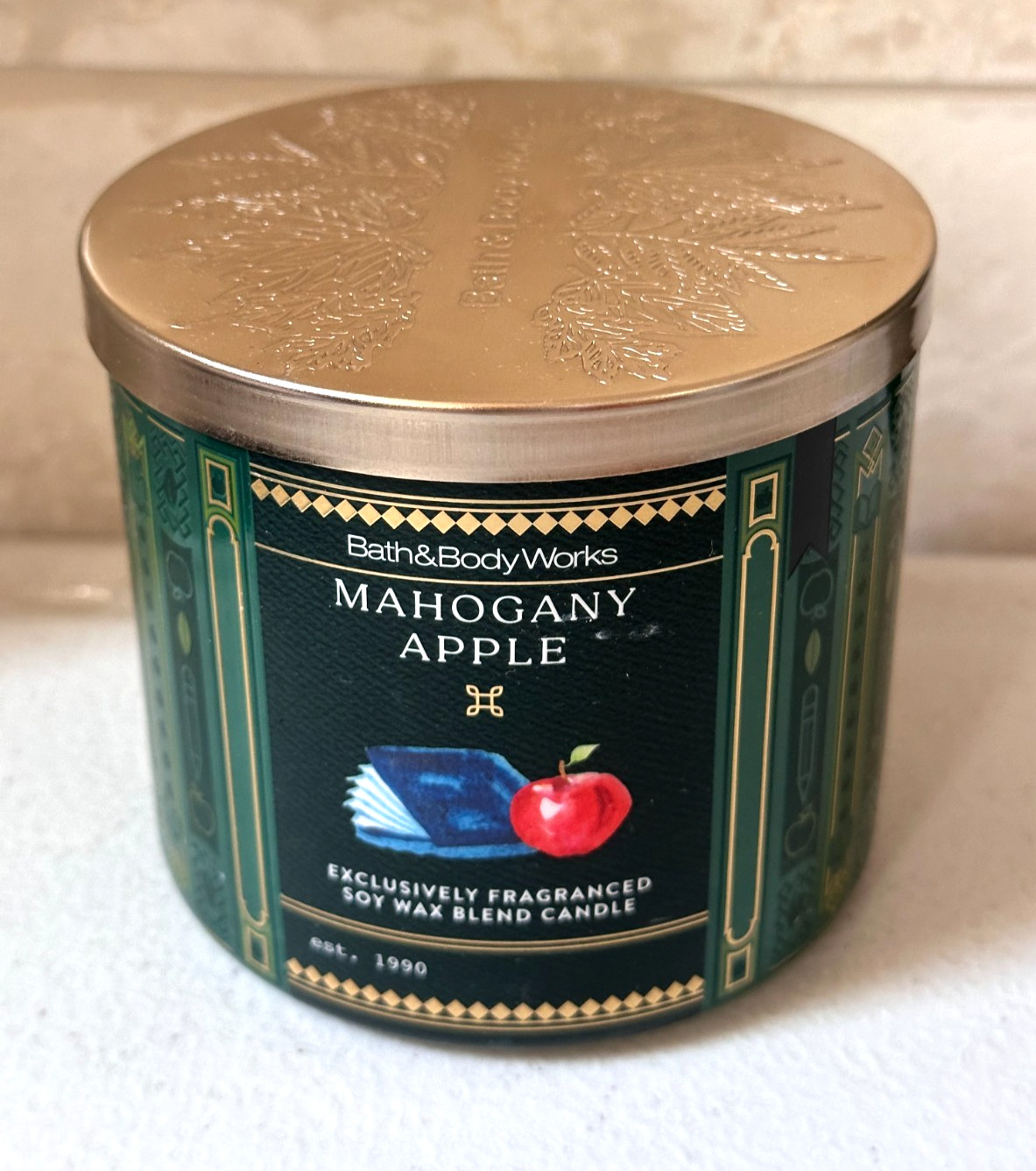 Bath & Body Works Mahogany Apple Candle 3-Wick Large 14.5 OZ NEW