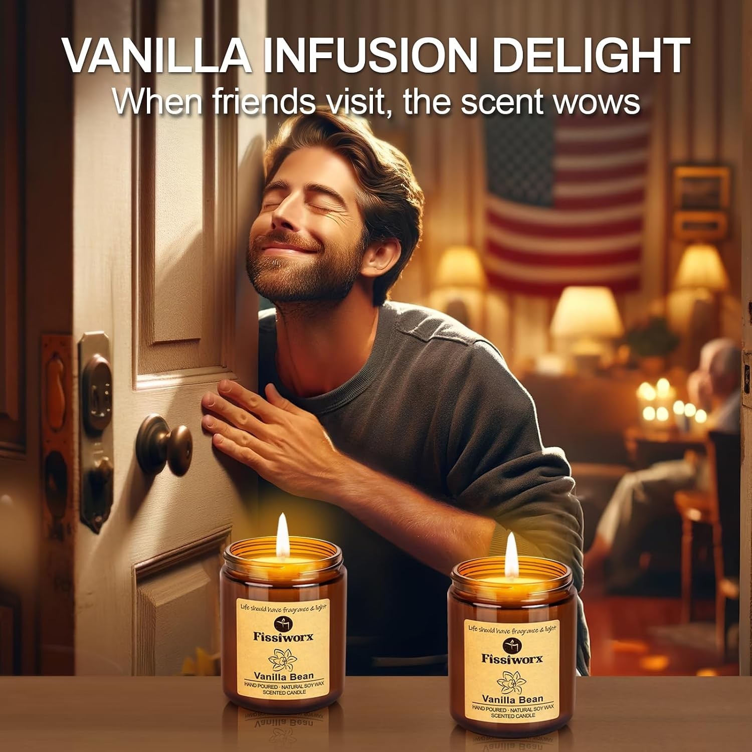 Vanilla Scented Candle Set 2 Pack, Candle for Home Scented, Odor Eliminating, S