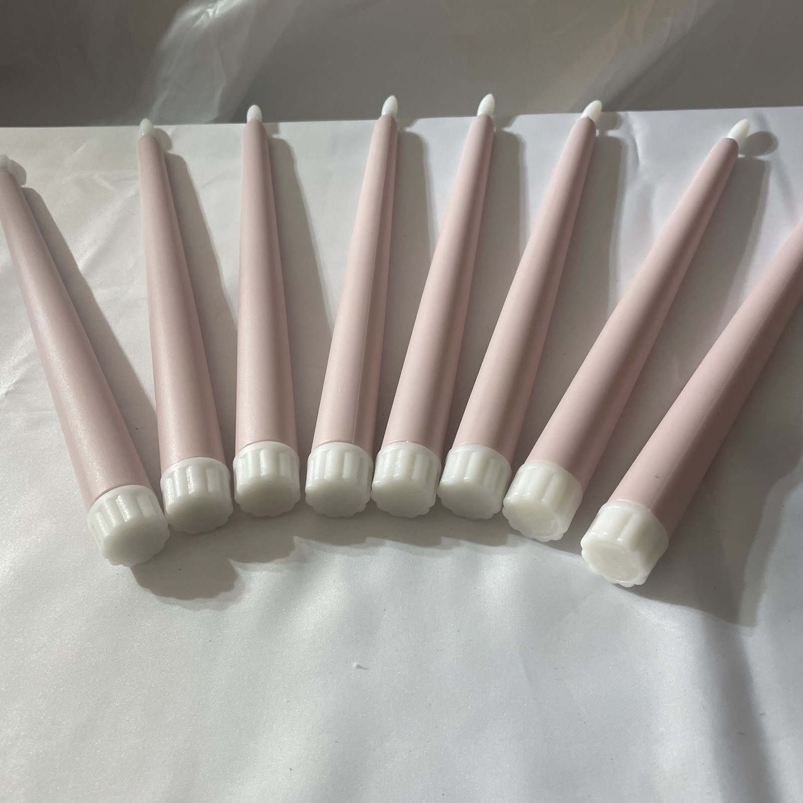 New[Lot=8] Pink Flameless Taper Candles 10″ 2AAA battery powered open box, test+
