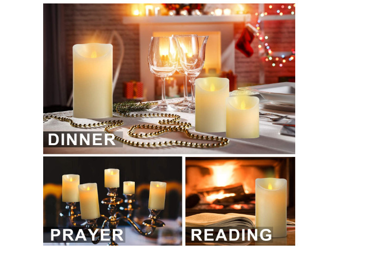 LED Candles Flameless Real Wax Pillar Remote Control Realistic Candle Set 3 Pack