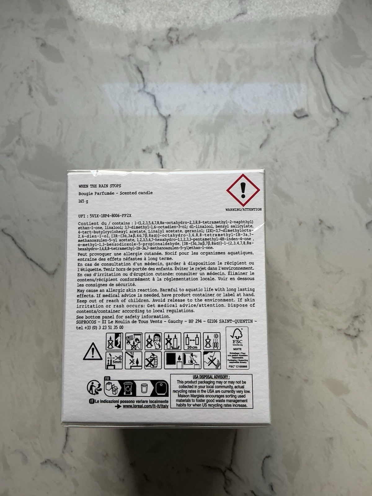 Maison Margiela Replica When The Rain Stops Scented Candle 5.82 oz (165g) Sealed
