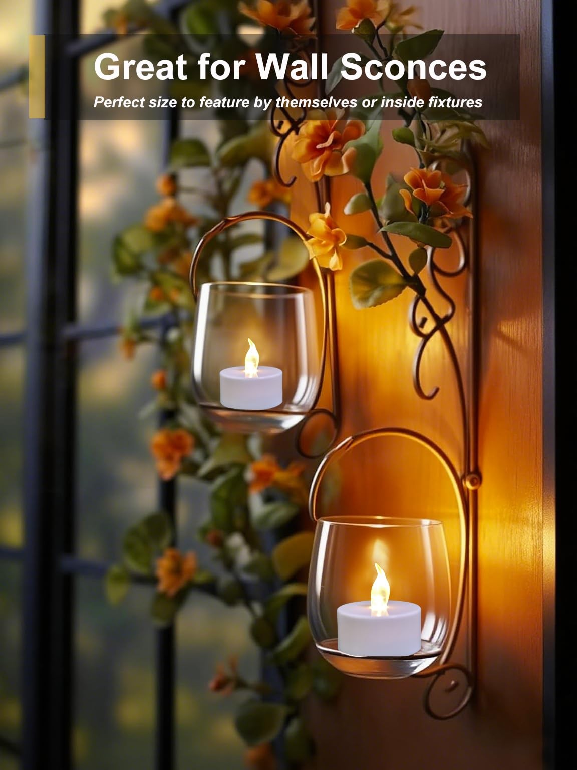 Battery tealights ,24 Pack Realistic and Bright Flickering Last 200 hours Lon…