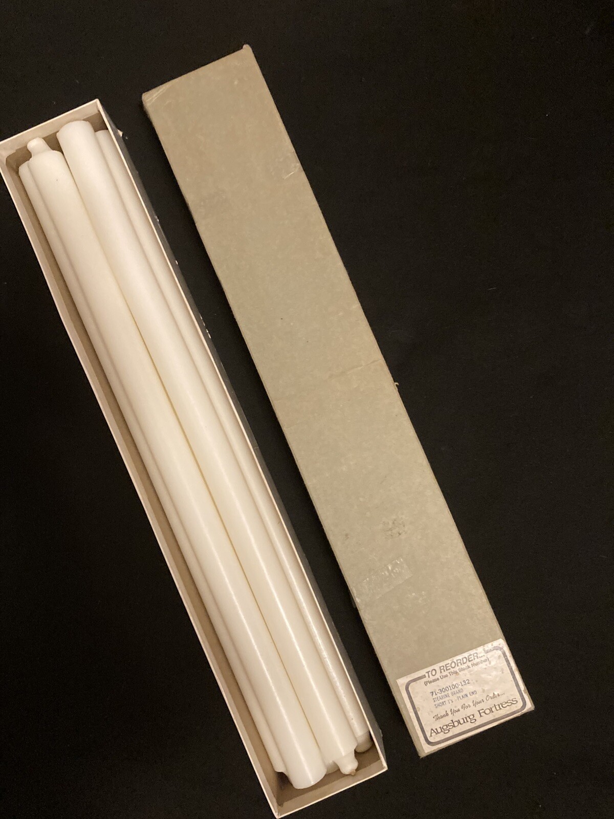5 Stearine Brand Altar Candles – 1-1/4” x 24″ – White