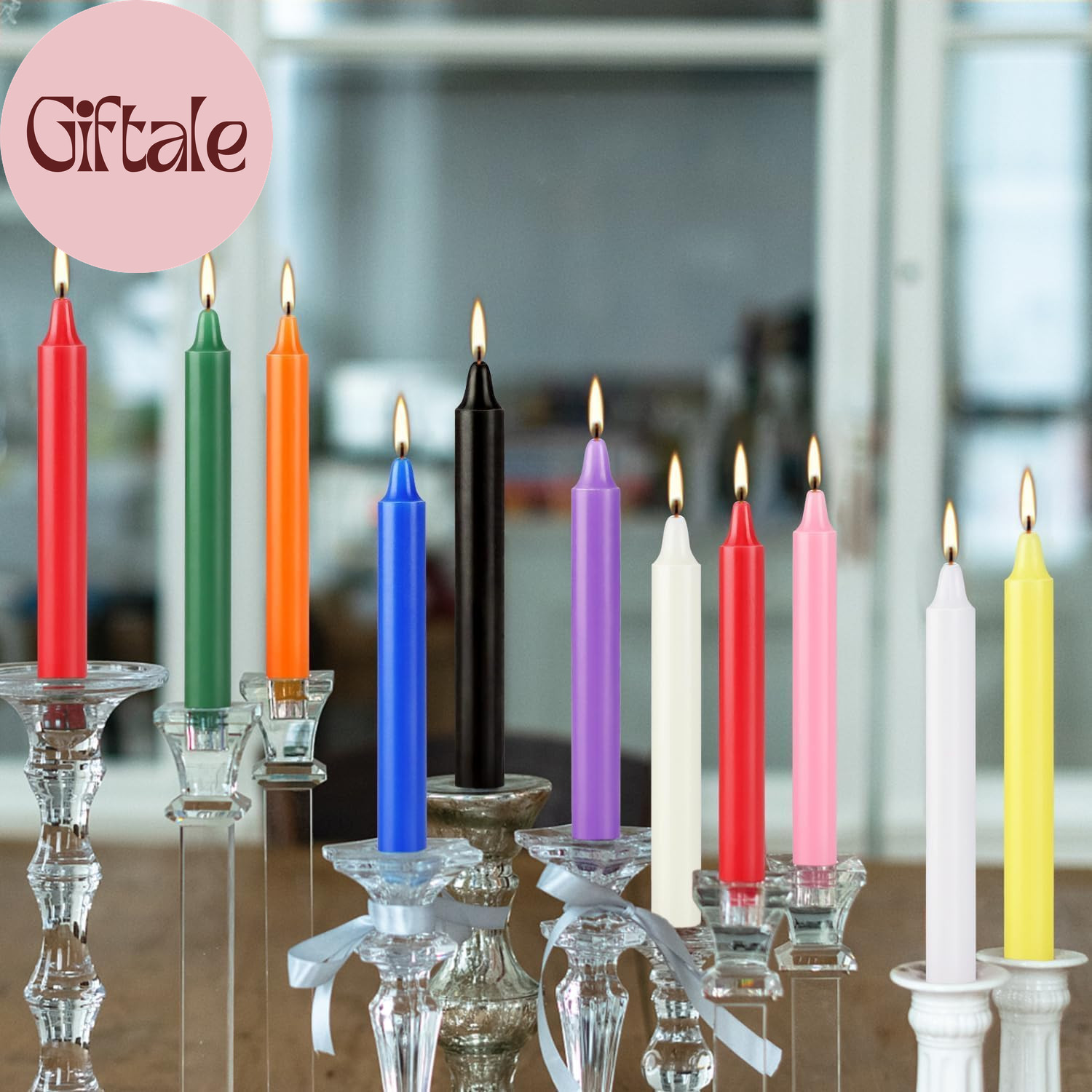 40 Pack Spell Chime Candles-4 Inch Multi-Colored Taper Candles Sticks-For Home D