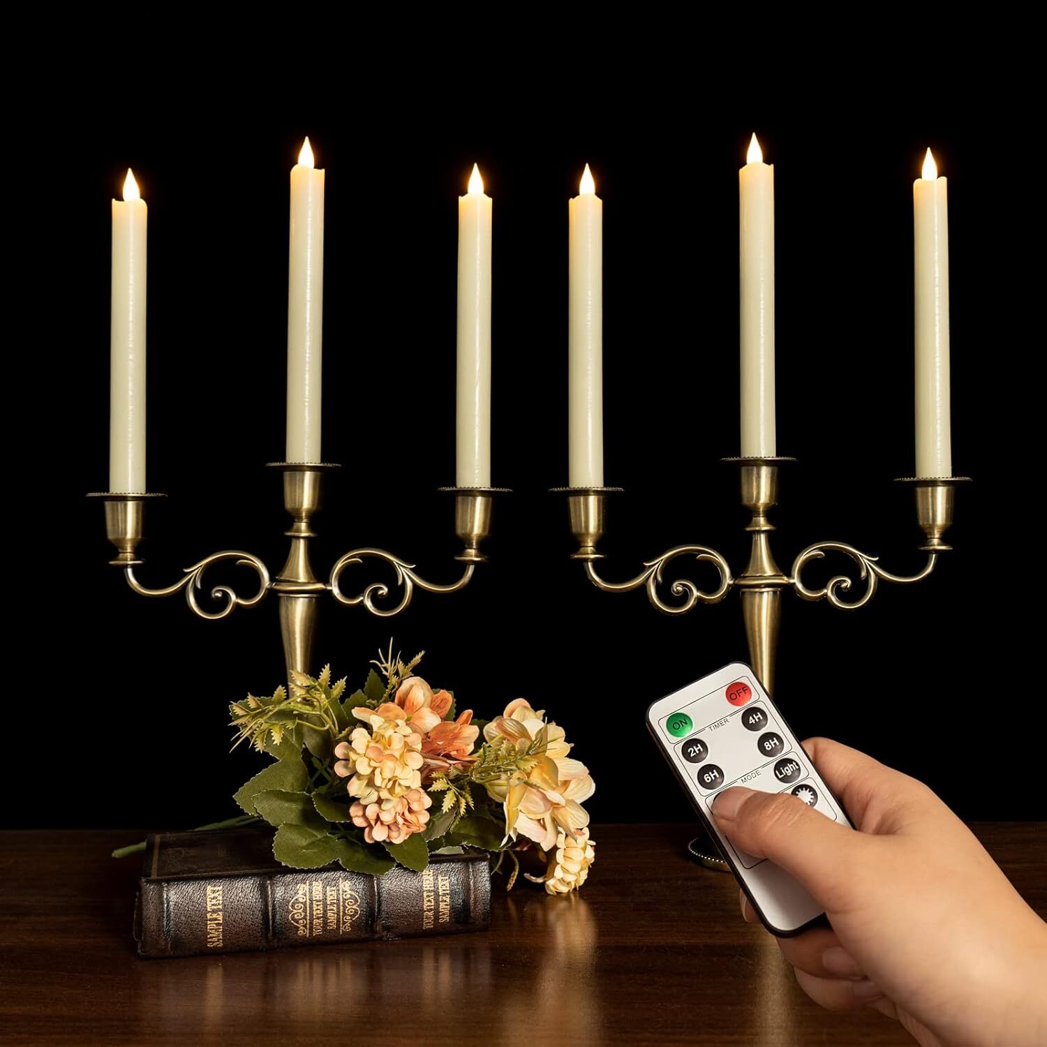 Set of 6 Candle Light Decorative Remote Control Real Wax Flameless Moving Wick