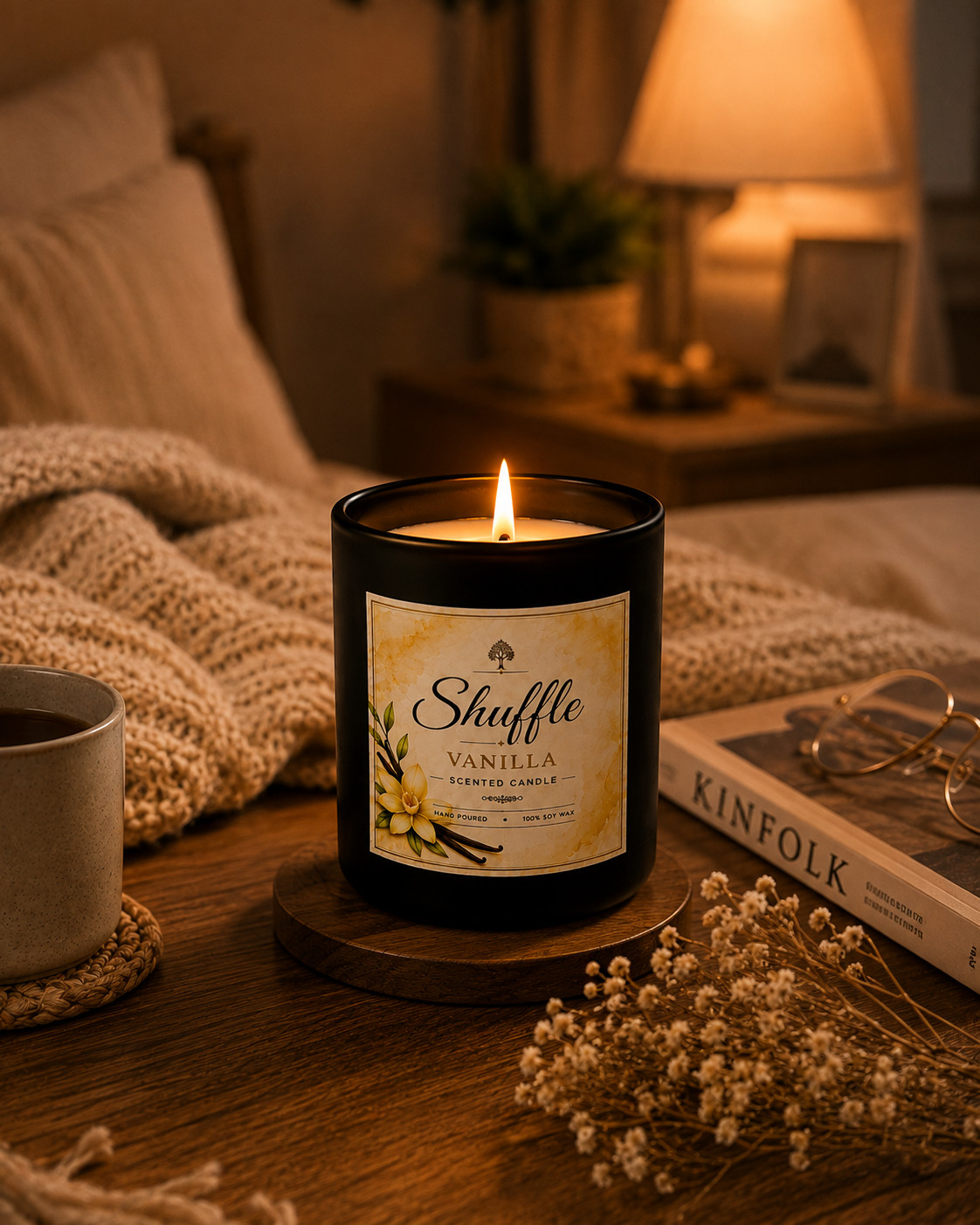 Luxury 450g Vanilla Scented Soy Wax Candle | 40-45 Hrs Burn Time | Aromatherapy