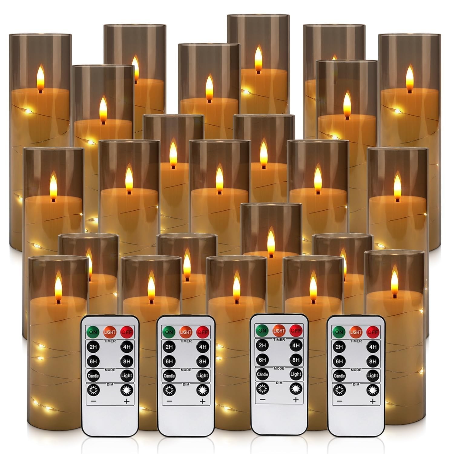 24 Pack Flameless LED Pillar Candles with Remote & Timer, Flickering Battery …