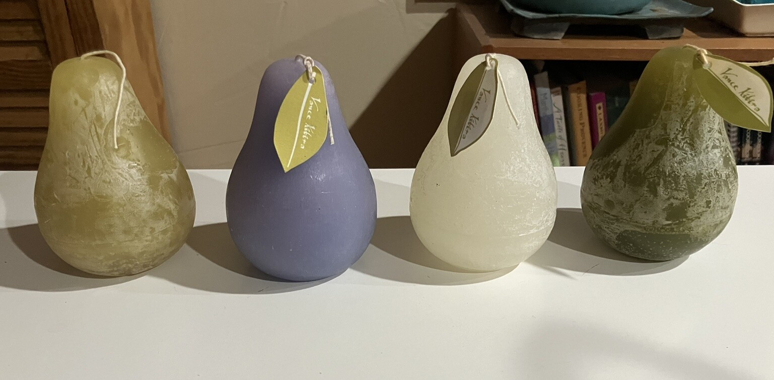 Vance Kitira Thailand Pear Shaped Candles Set 4 Different Colors 4” UNUSED