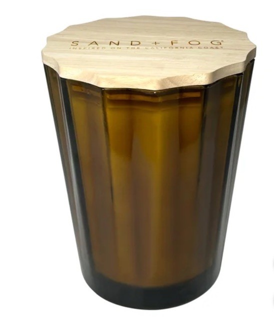 Sand + Fog 57 Oz Teak Tobacco Scented Soy Wax Blend Candle With Wood Lid New
