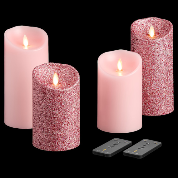 Luminara 4-Piece Flameless Smooth & Glitter Candles