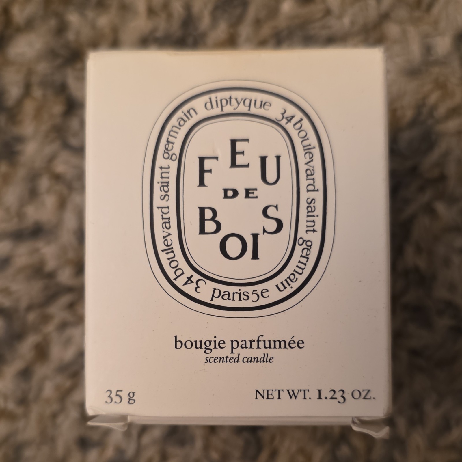 diptyque Feu de Bois Scented Candle Wood Fire 35g 1.23 oz White Wax