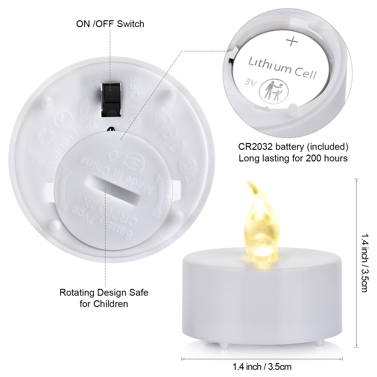 Tappovaly Battery Operated LED Tea Lights:24 Pack 24pack, Warm Yellow